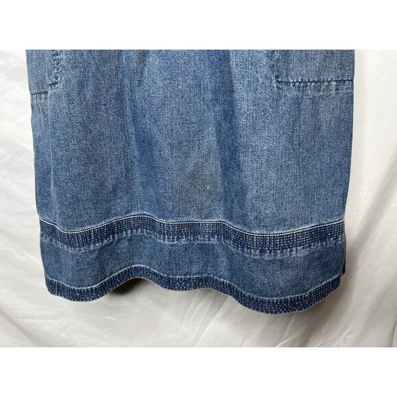Orvis Blue Denim Dress Size 8 Medium All Cotton Deep Pockets Button Up - Picture 4 of 11